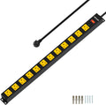 Industrial Power Bar: 12 Outlet Surge Protector with Wide Spaced Outlets, Plug'n Stay Protected