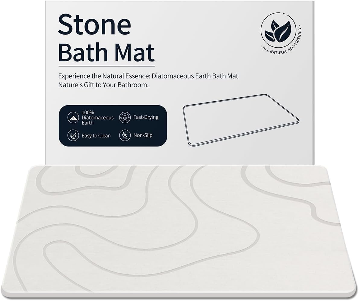 Diatomaceous Earth Bath Mat Non-Slip Super Absorbent Design