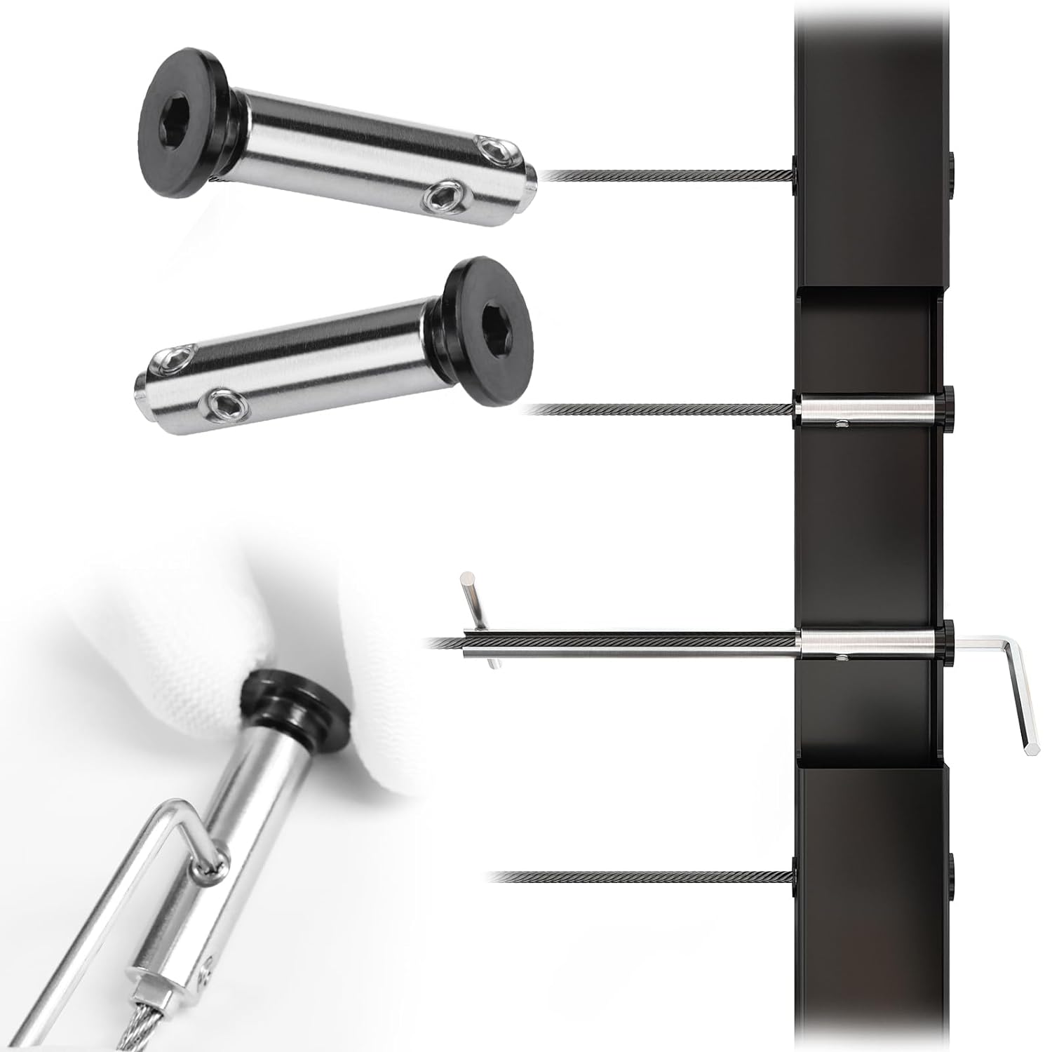 Muzata 10 Pack Swageless Invisible Cable Railing Kit Hardware