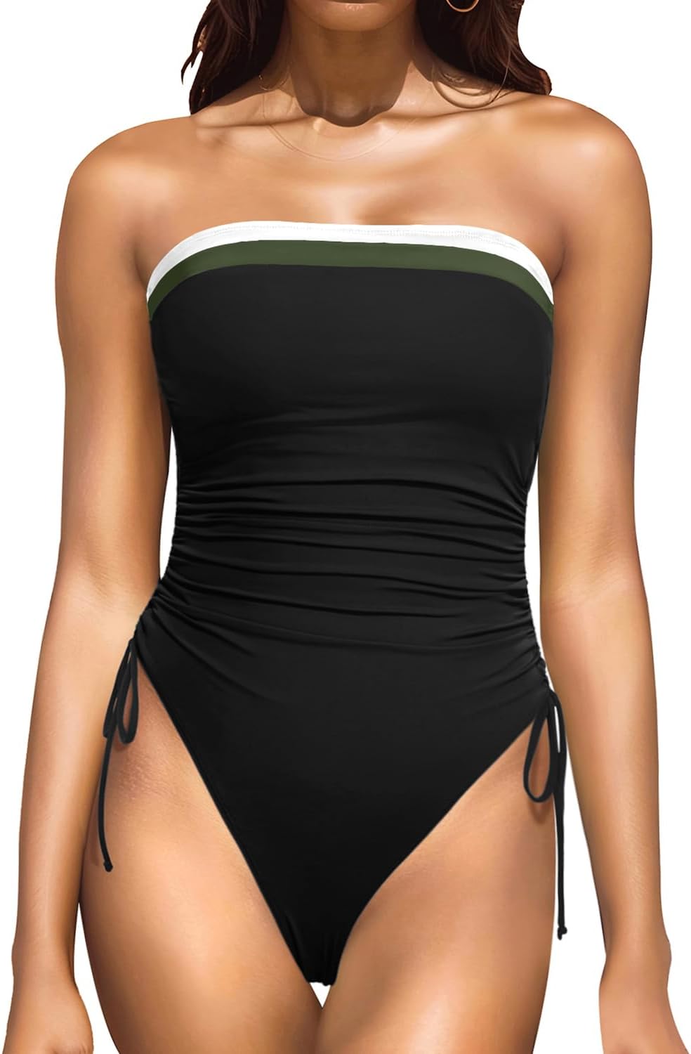 Yonique Women Strapless One Piece Swimsuit for Tummy Control