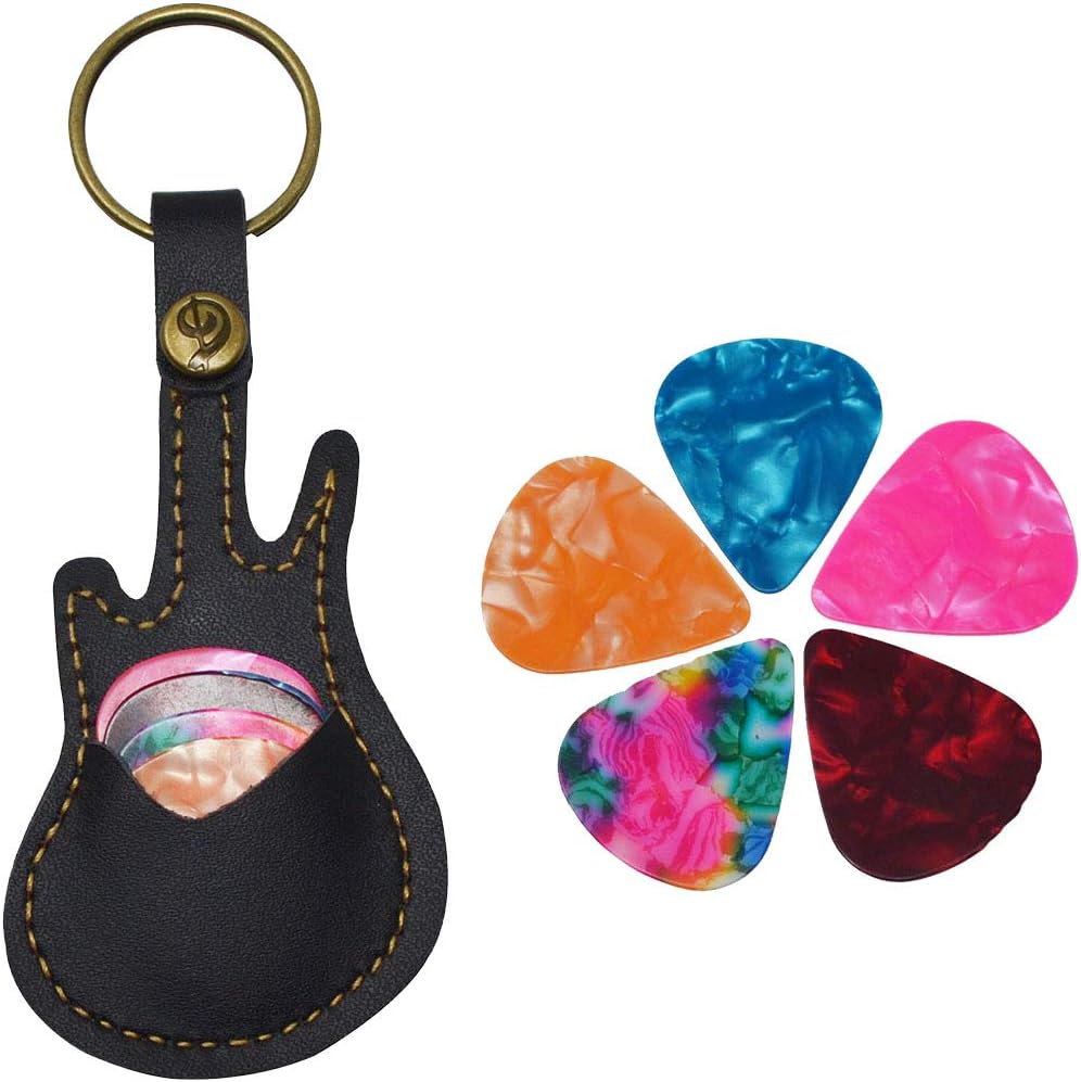 Premium Leather Guitar Pick Case: PUNK Style