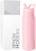 Simple Modern Water Bottle with Straw Lid - Insulated 34oz Blush