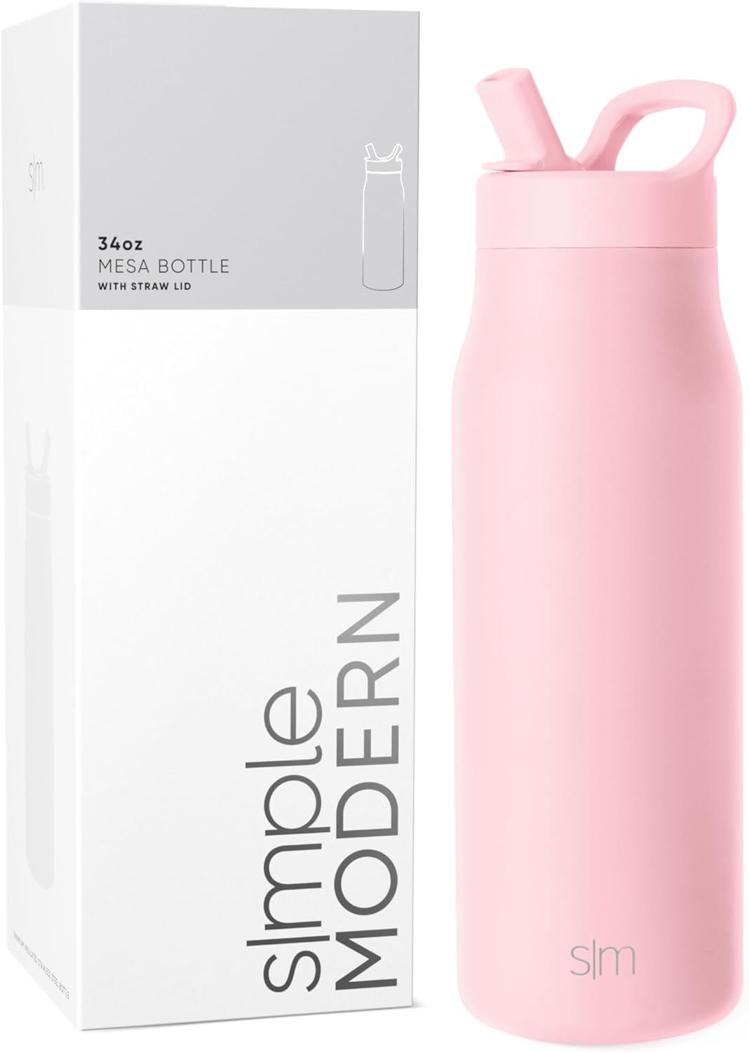 Simple Modern Insulated Water Bottle with Straw Lid - 34oz Blush