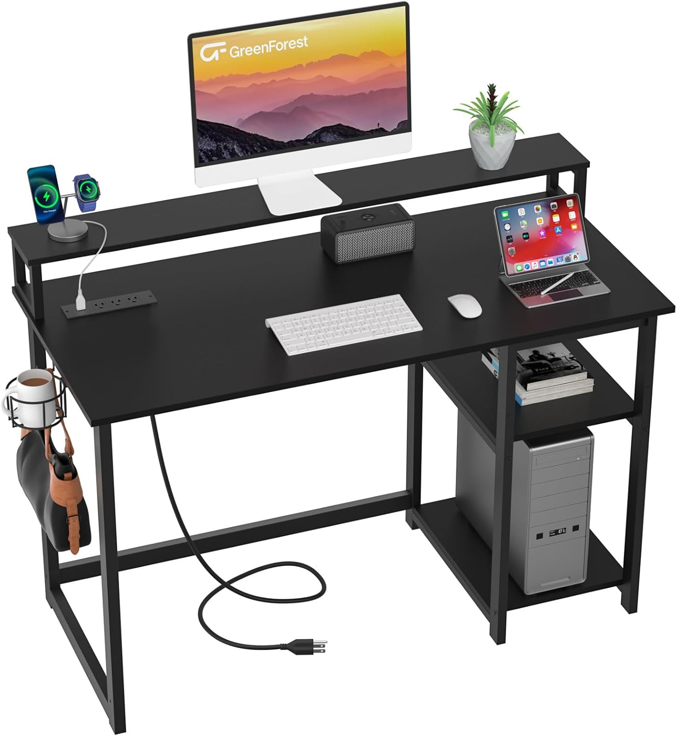GreenForest 47 Gaming Desk: Power Outlets & Ergonomic Design!