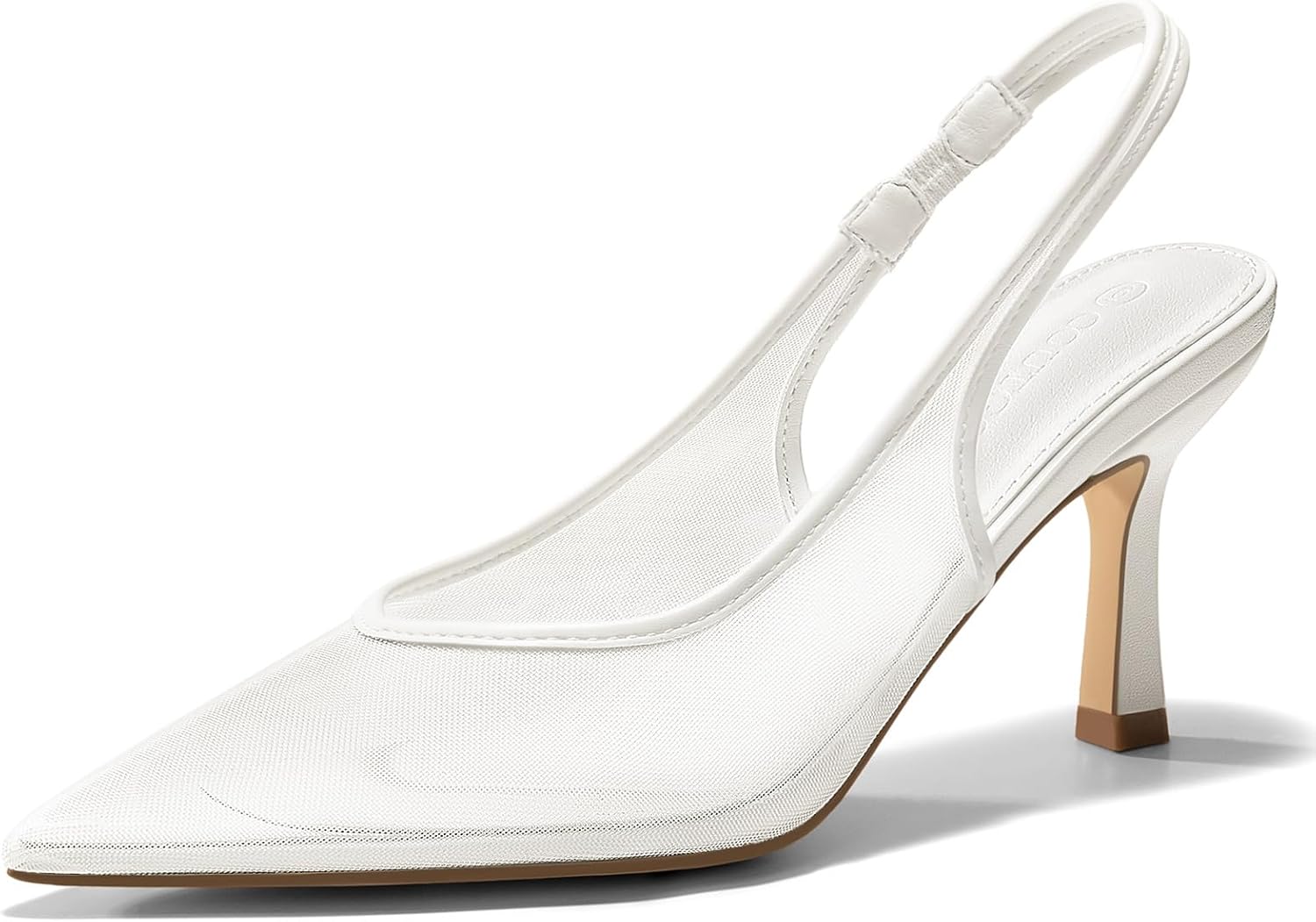 Coutgo Womens Mesh Slingback Kitten Heels for Elegant Style