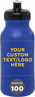 Custom 20 oz. Water Bottles with Push Cap Set of 100 - Bulk Promo Pack