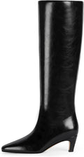 Knee High Boots Women Square Toe Kitten Heel - Classic Comfort Women's
