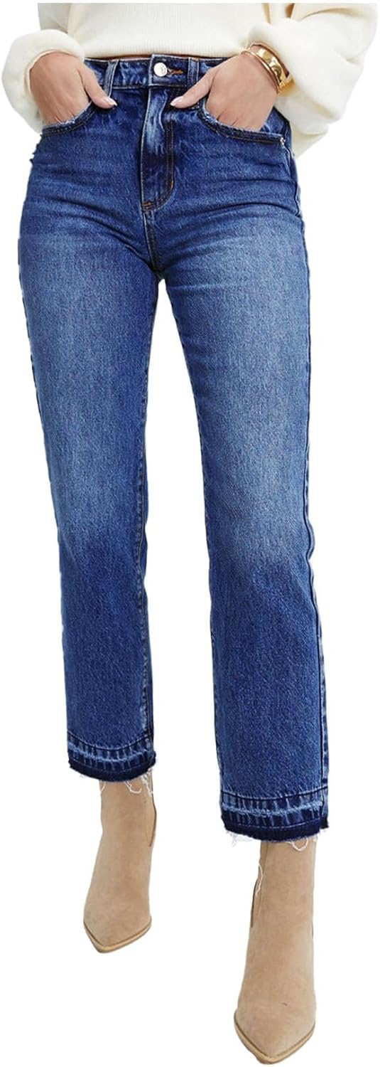 Astylish Womens High Waisted Straight Leg Ankle Jeans Review