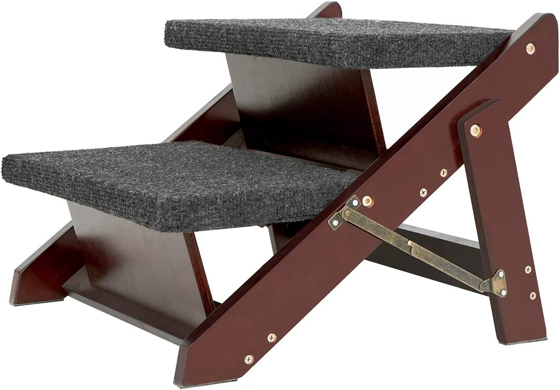 MEWANG Wooden Pet Stairs - 2-in-1 Foldable Ramp for Pets