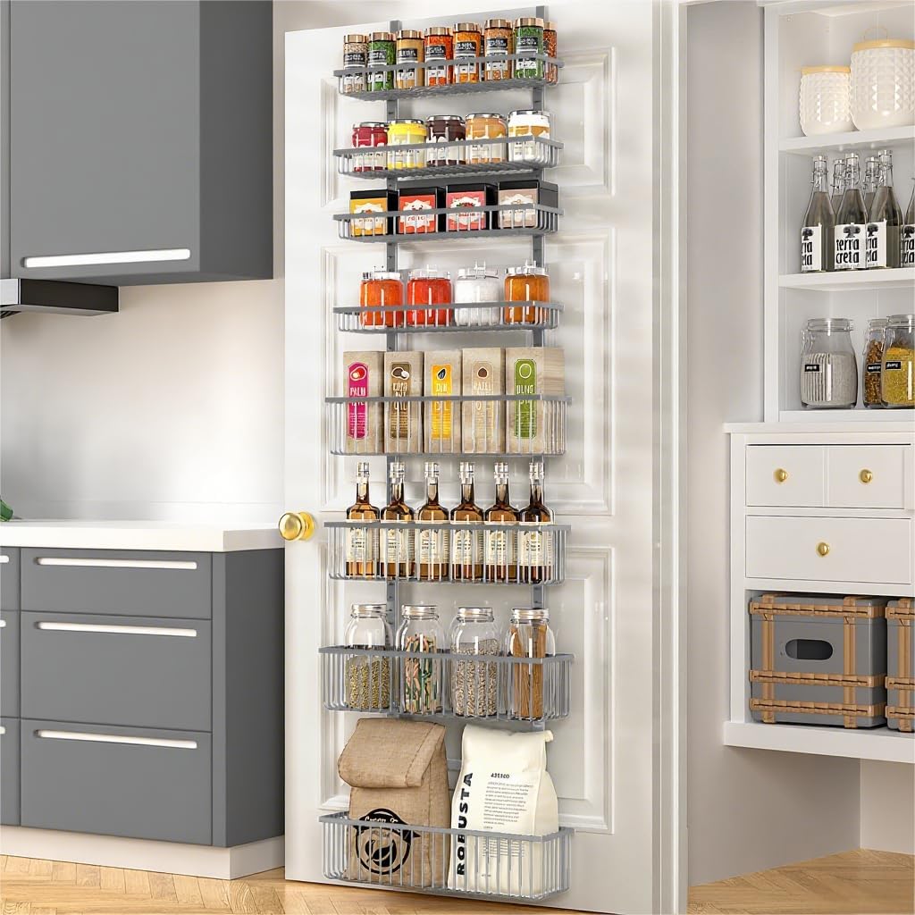 Moforoco Grey Over The Door Pantry Organizer for Kitchen Storage