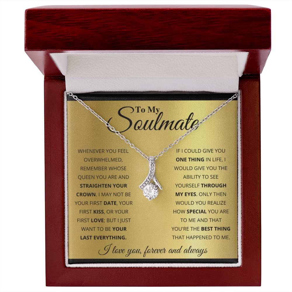Soulmate Necklace for Wife with Heartfelt Message Card Gift