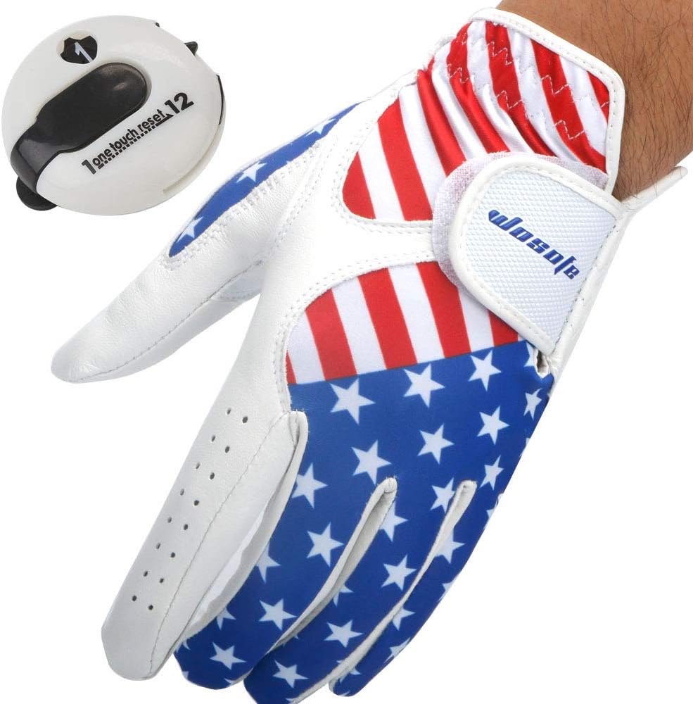 USA Flag Left Hand Golf Glove w/ Score Counter - Premium Quality