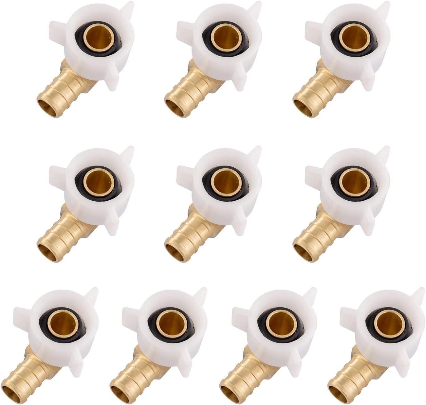 Pack of 10 Pex Crimp 3/4in Female NPT Swivel Elbow Brass Fittings
