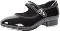 Black Patent-Flower Tap Dance Flats for Kids - Easy Strap
