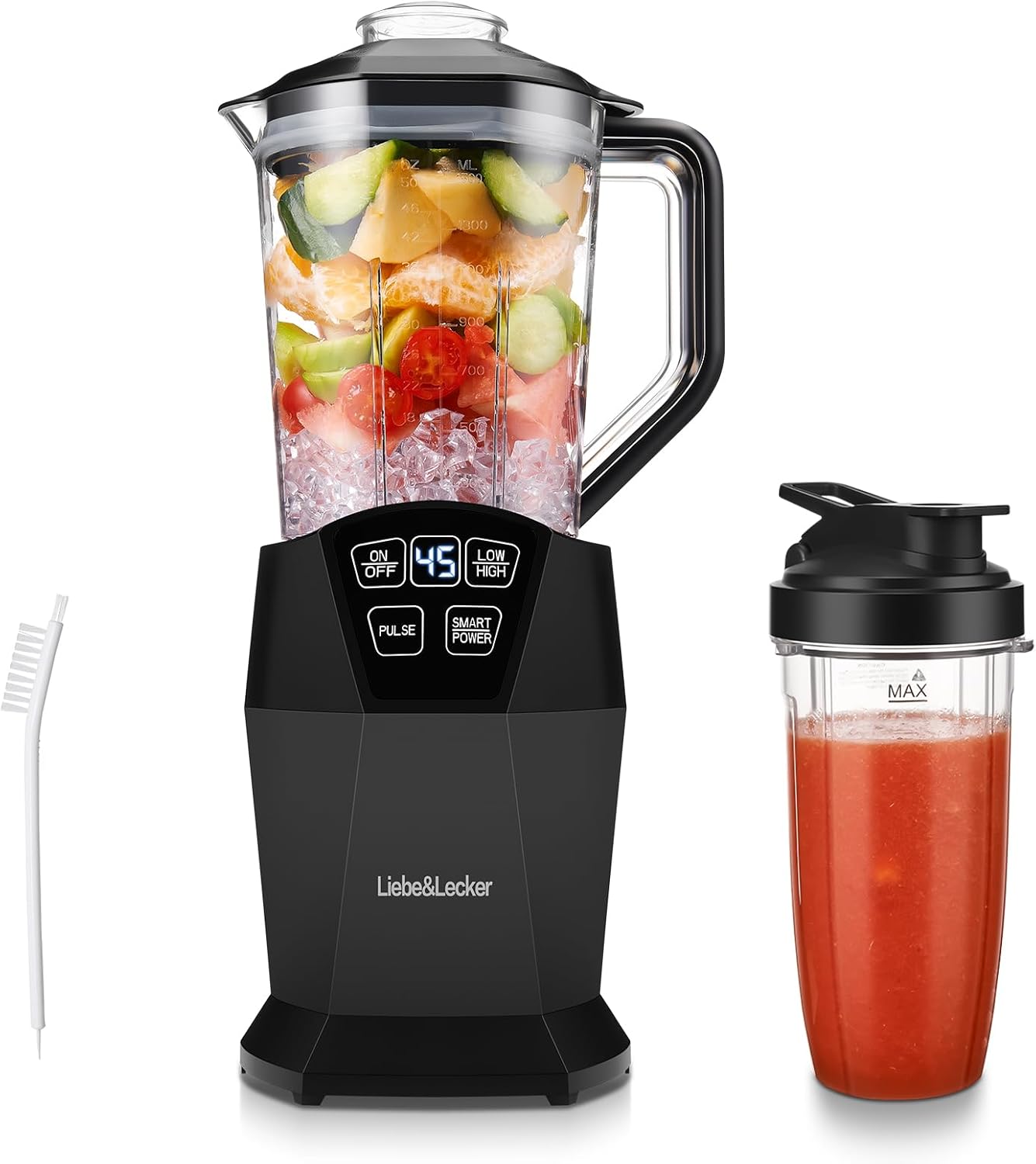 1200W Blender for Frozen Drinks & Smoothies | 50oz Pitcher & 28oz Portable Cups | Liebe&Lecker