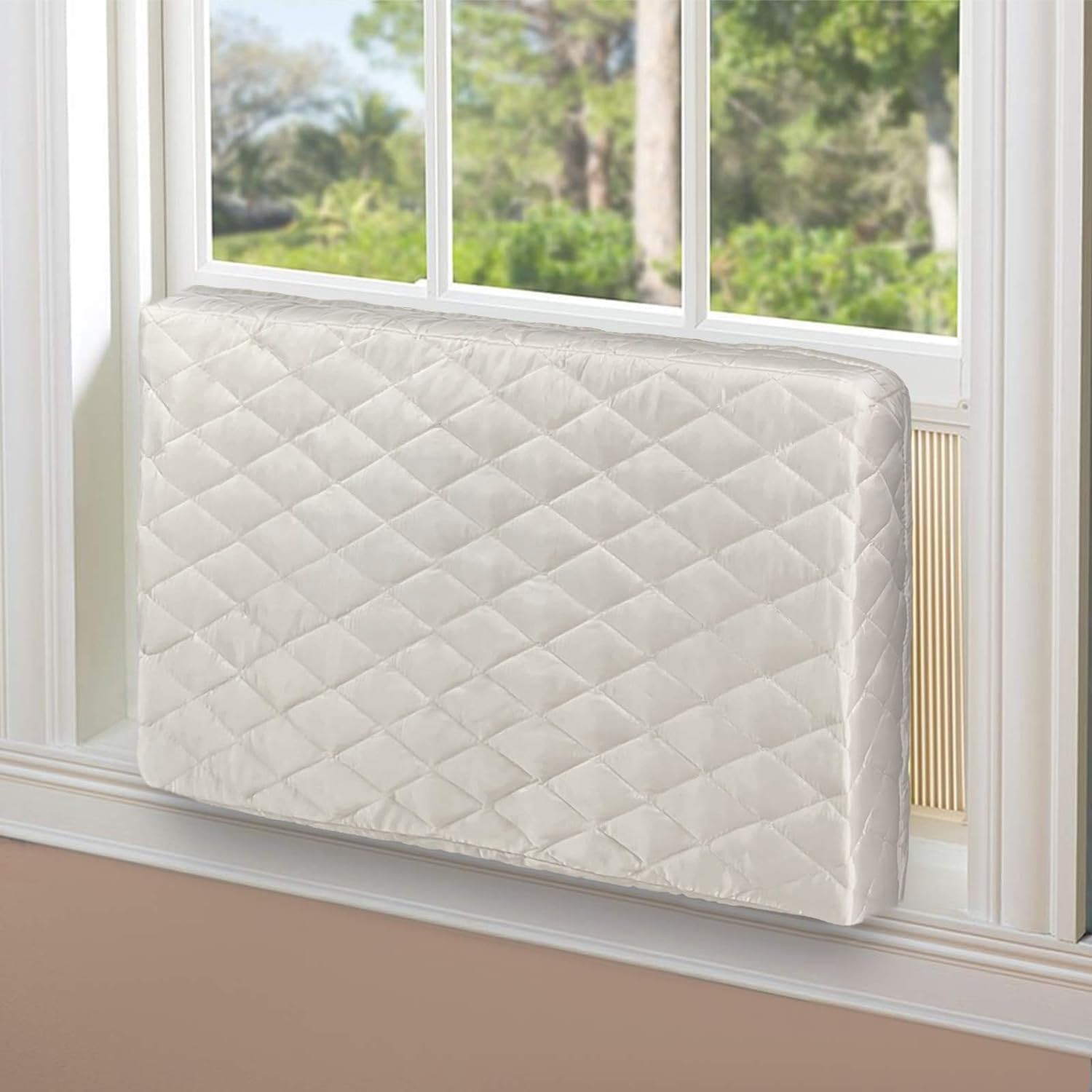 Homydom Indoor AC Cover: Double Insulation, Elastic Strap ~ Protects Window AC Unit
