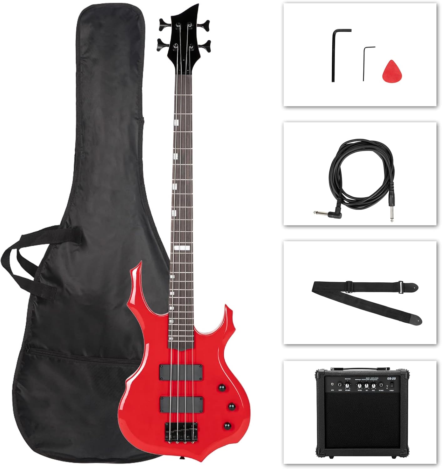 Ktaxon Electric Bass Guitar Set with 20 Watt Amplifier and More