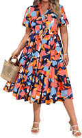 Plus Size Collared Vneck Midi Dress for Curvy Women - Flattering Fit !