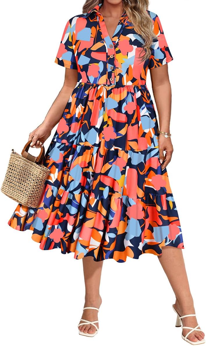 Plus Size Dresses for Curvy Women - Stylish Summer Midi Dress