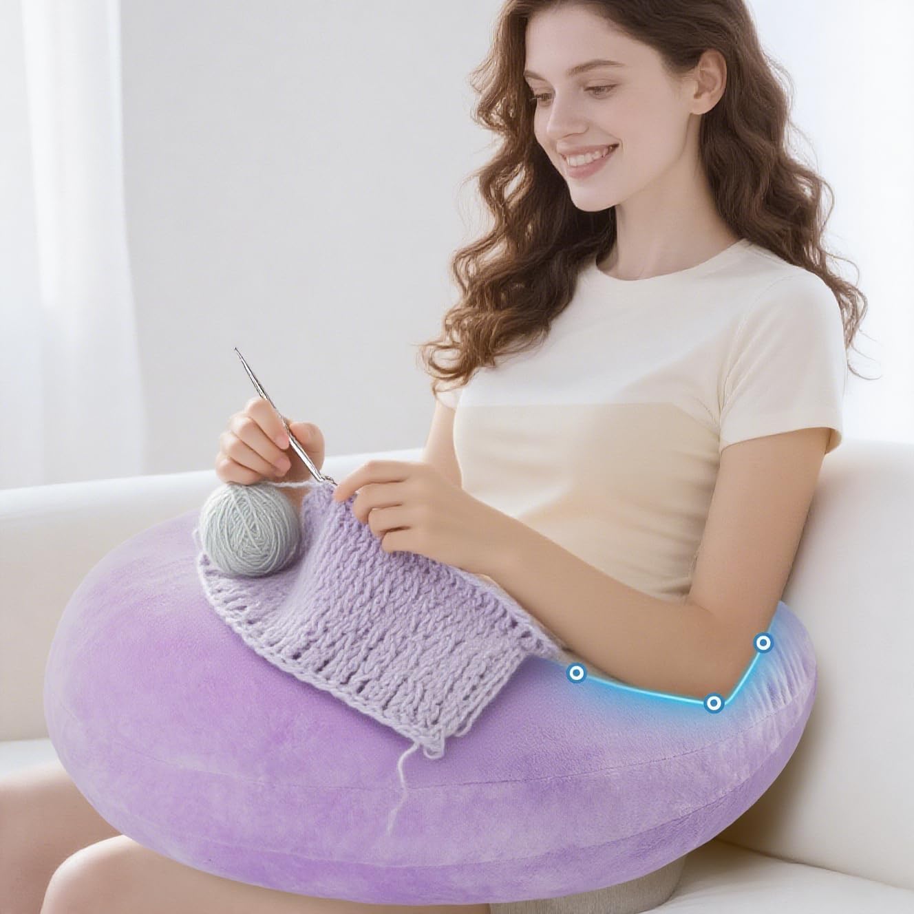 Ergonomic U-Shaped Gaming Pillow for Arm Support & Comfort