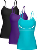 Women 3 Pack Cotton Camisoles with Shelf Bra - Adjustable Comfort