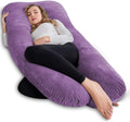 U Shaped Pregnancy Body Pillow with Velvet Cover - Dark Purple