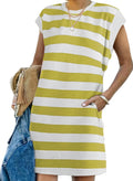 AlvaQ Womens Striped Summer Dress - Comfortable Colorblock A Line