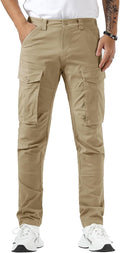 Plaid&Plain Men's Cargo Pants Slim Fit with Articulated Knees Style