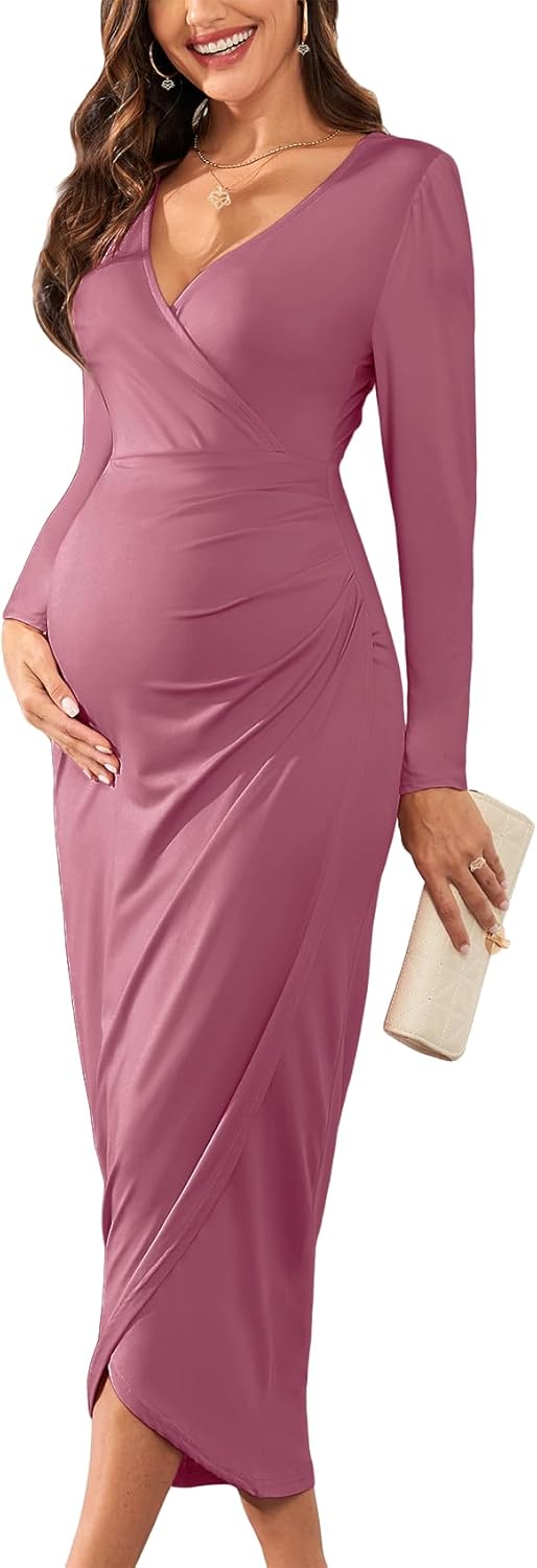2025 Womens Maternity Wrap Dress for Baby Shower and Parties