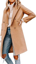 Yousify Womens Notched Lapel Double Breasted Pea Coat - Warm Women's