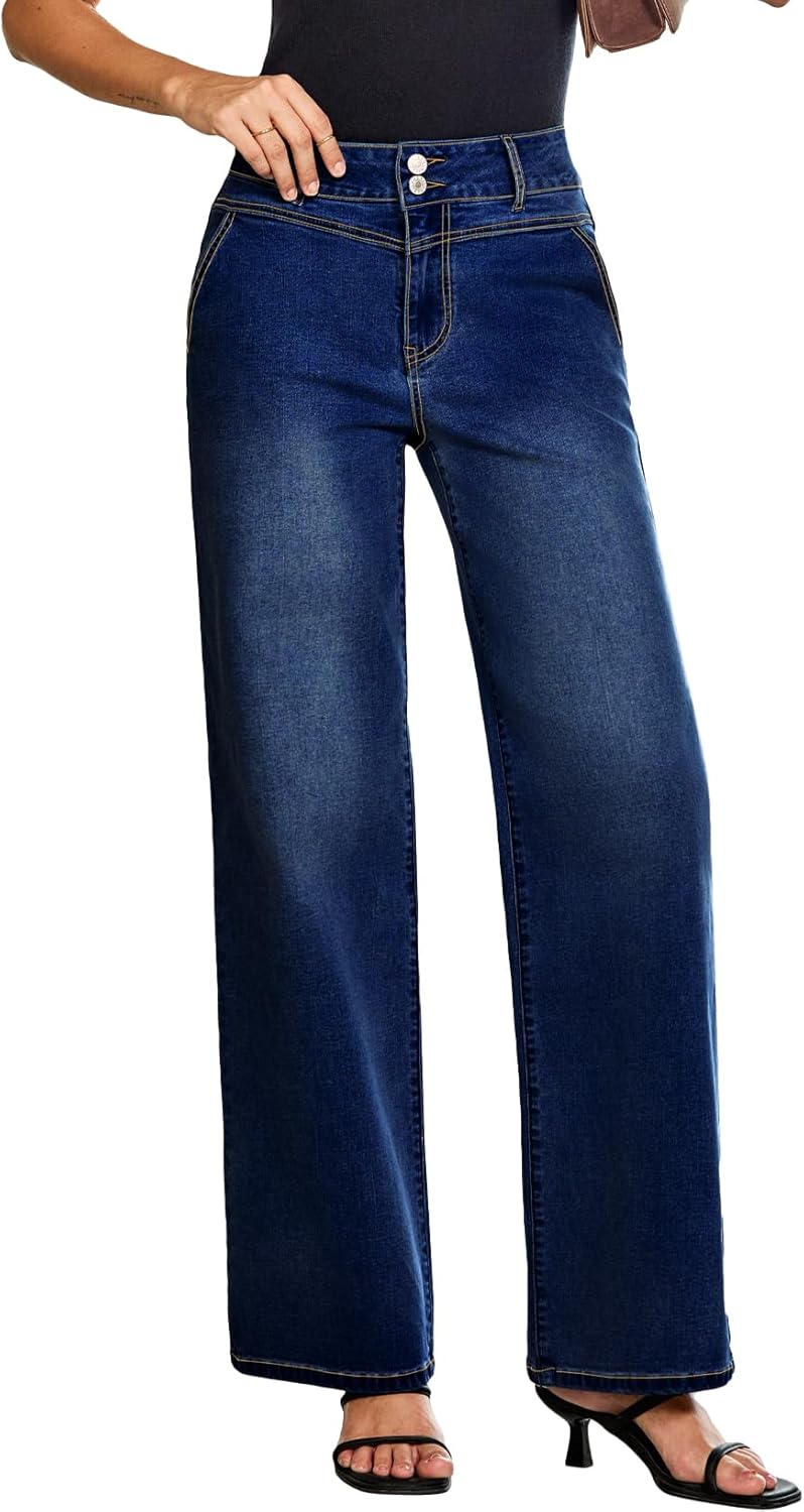 SHEWIN Womens High Waisted Wide Leg Jeans for Trendy Style