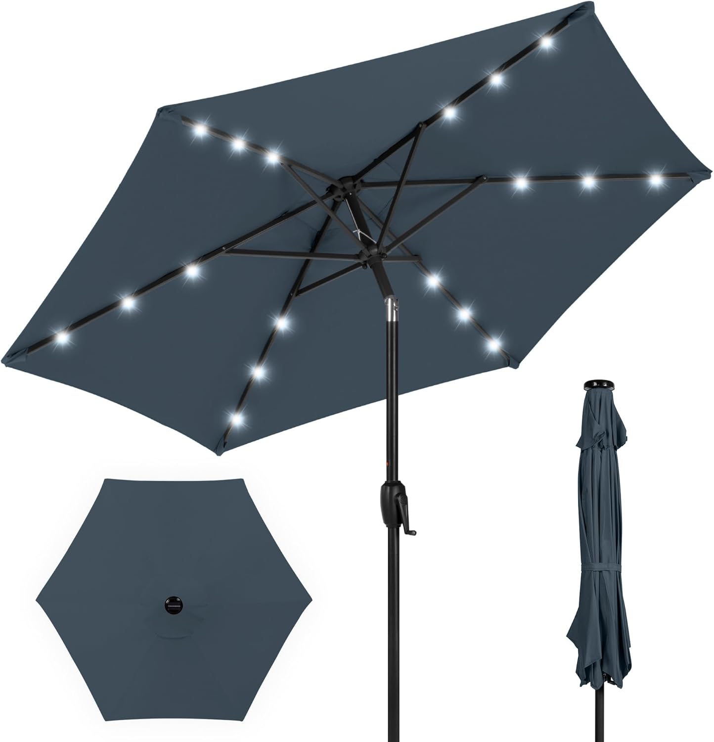 7.5ft Outdoor Solar Market Umbrella with LED Lights for Patio