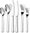 60 Piece Silverware Set with Steak Knives for 10 - Elegant Mirror