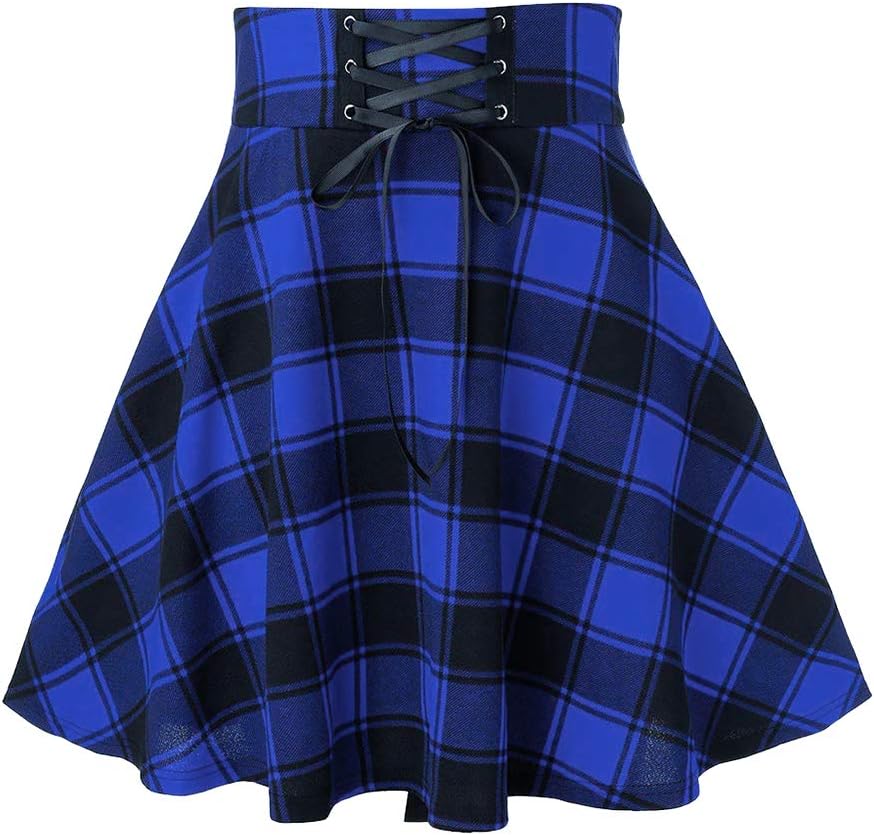 Gothic Plaid Mini Skirts for Women - High Waist Fashion Style