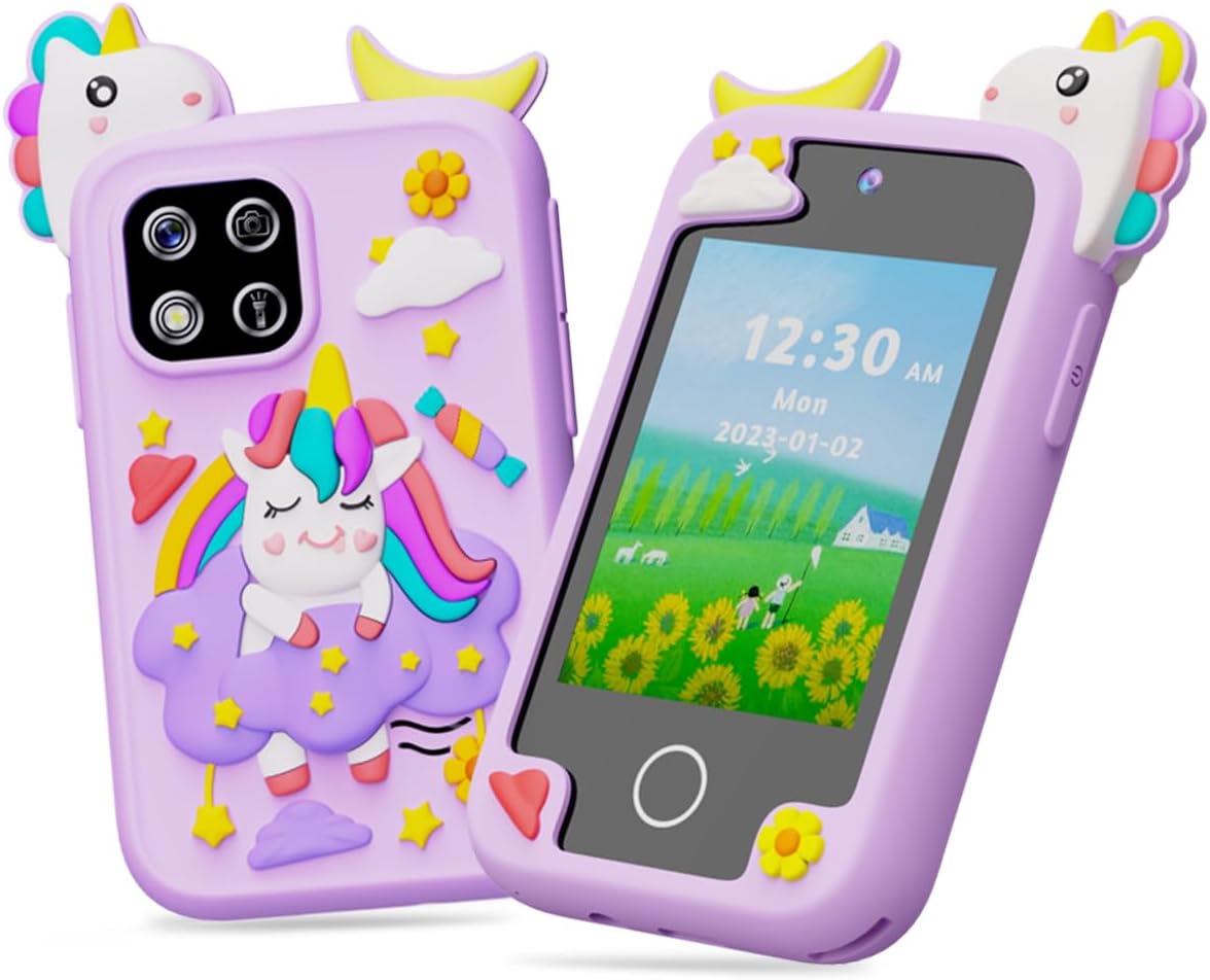 Smart Mini Phone for Girls, 18 Games & Dual Camera, Educational Gift, Purple