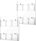 Acrylic Brochure Holder 2 Pack Wall Mount Clear Display - 6 Pockets