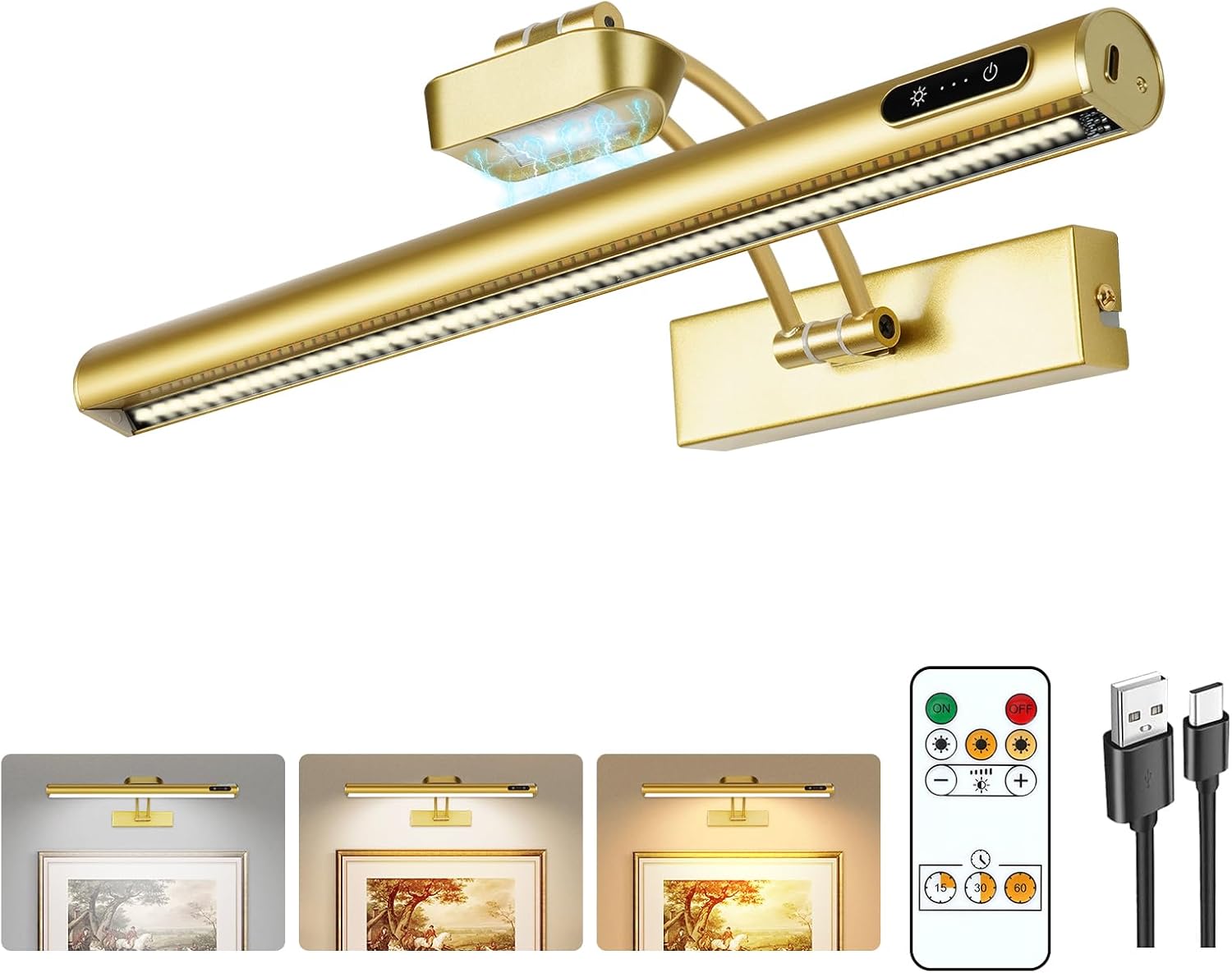Magnetic Wireless Picture Light with Remote Control and Timer