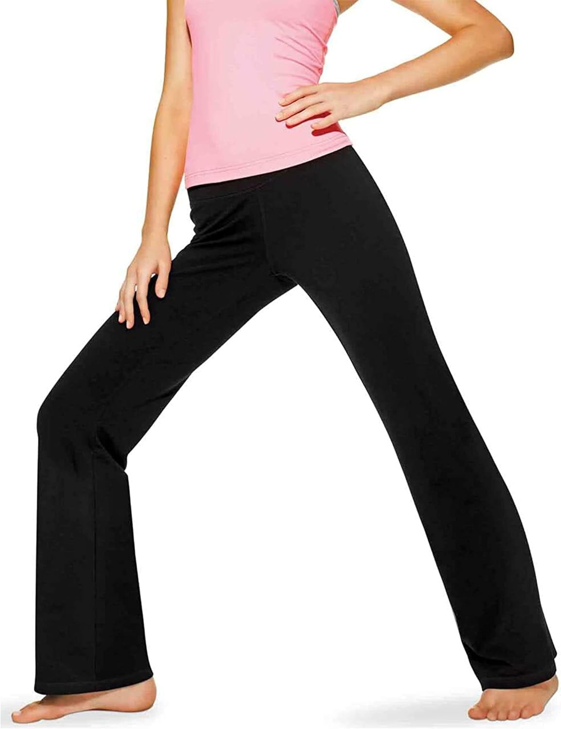 Flared Black Yoga Pants: 32.5 Inseam, Wide Waistband, No Show Coverage