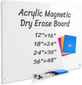 Acrylic Dry Erase Board for Wall 12x16 - Frameless Magnetic Whiteboard