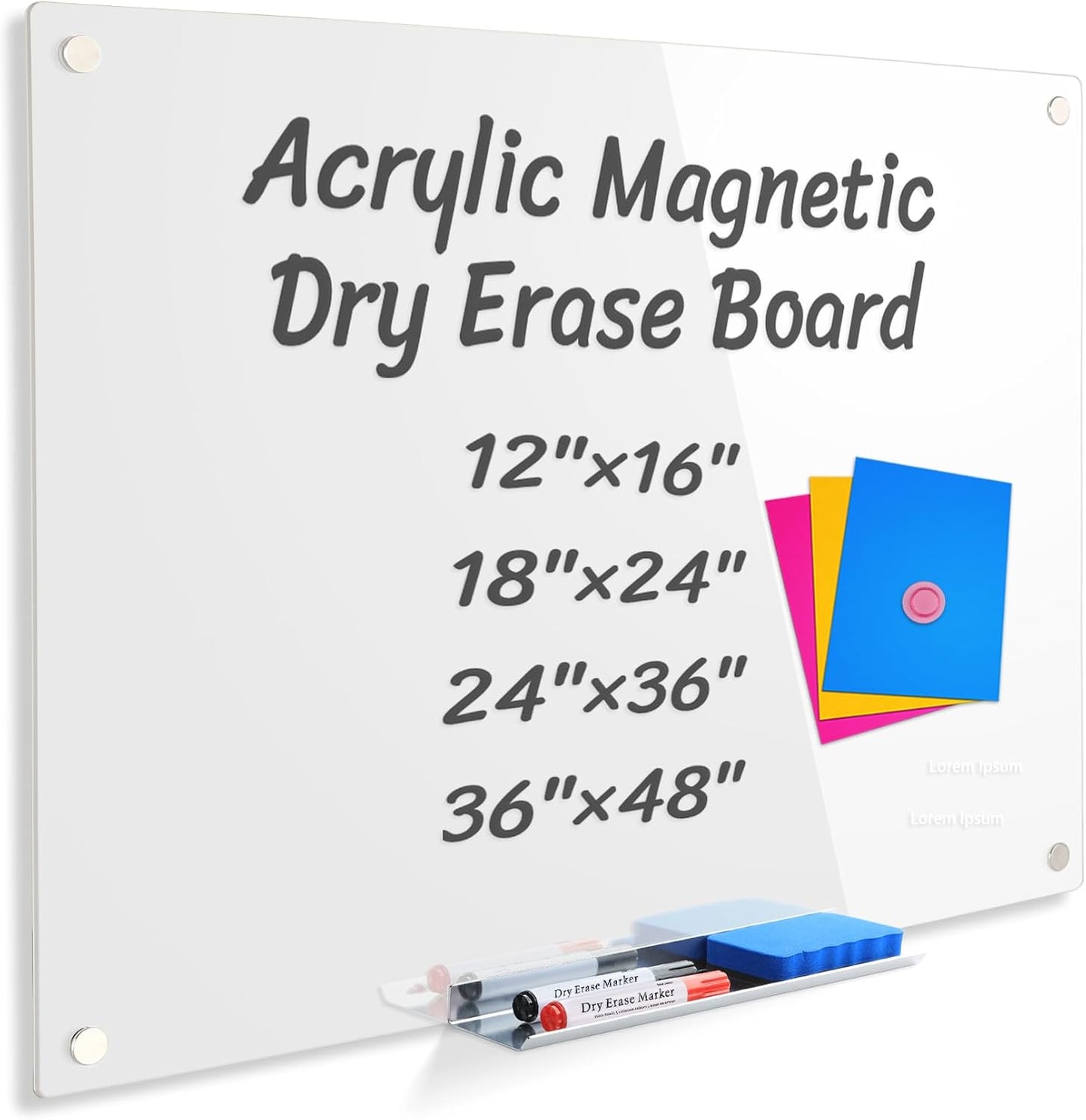 Acrylic Dry Erase Board for Wall - Frameless Magnetic Design