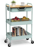 3 Tier Rolling Cart Utility Cart with Drawer and Table Top - Mobile
