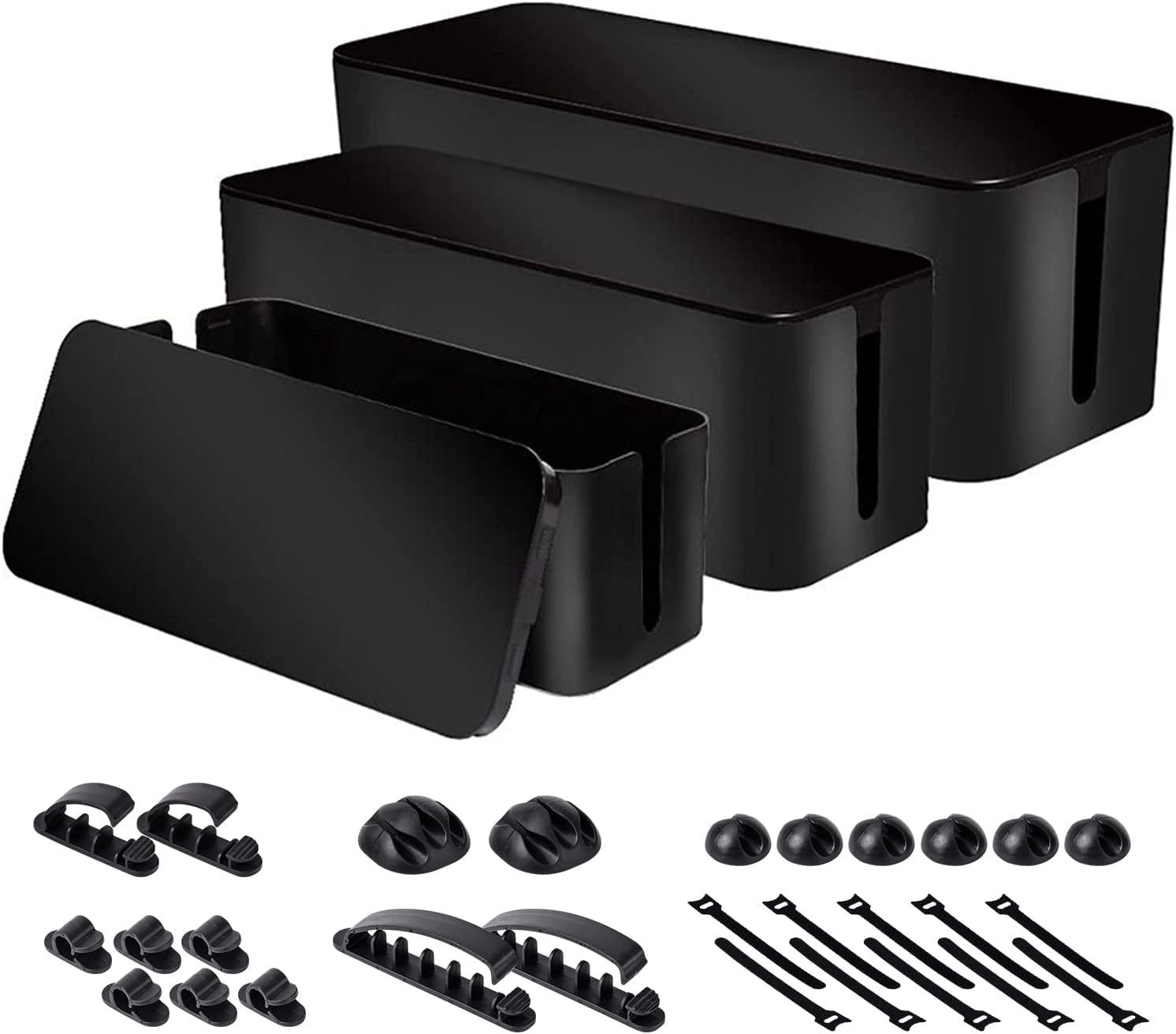 Chouky Desk Power Cable Organizer Trio (Black)