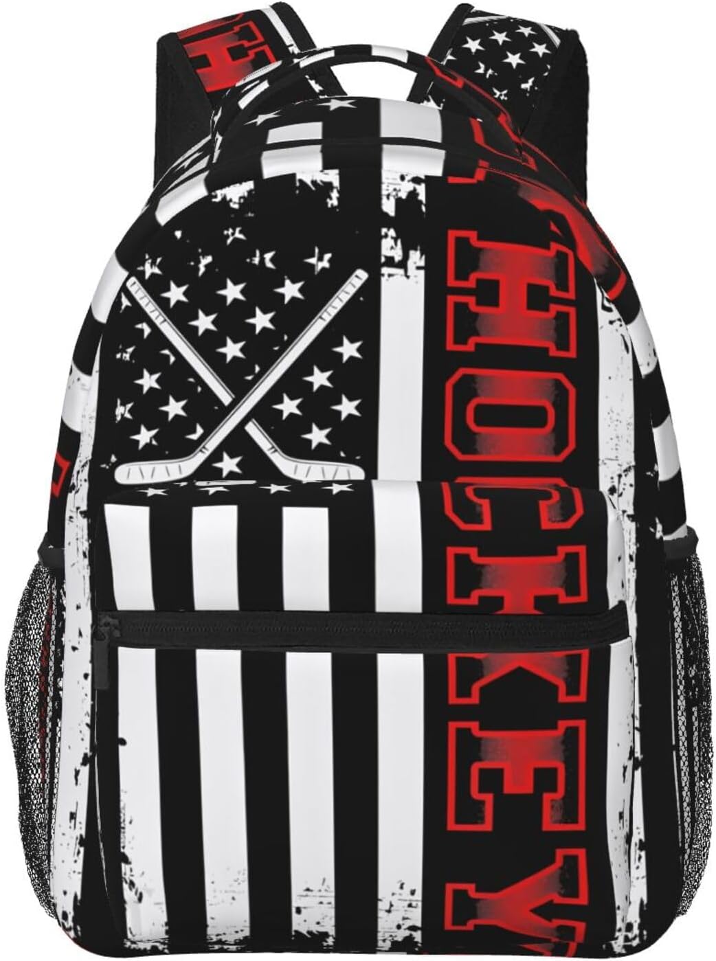 Hockey Stick American Flag Laptop Backpack for Travel and Commutes