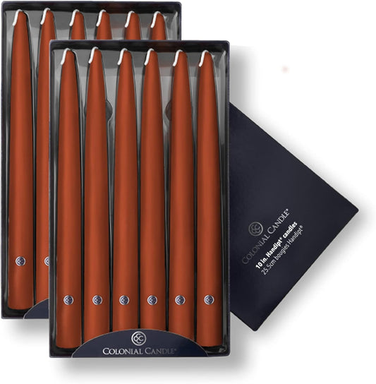 Elegant Hand-Dipped Amber Taper Candles for Any Occasion