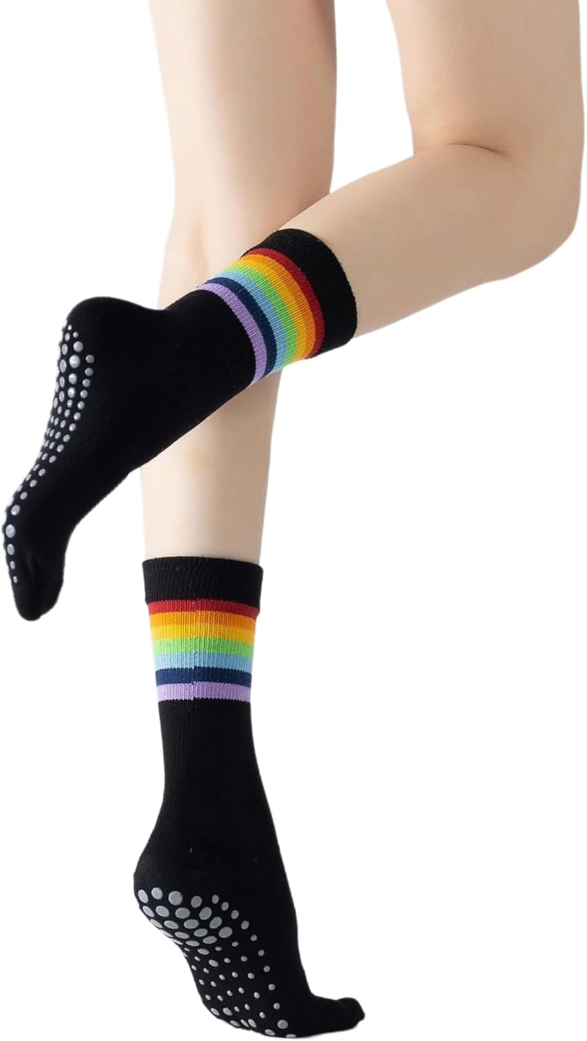 Verdancy Striped Grippy Yoga Socks - Non Slip & Cushioned