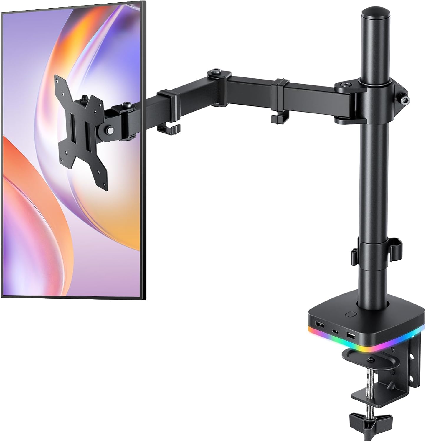 RGB Single Monitor Stand by H&C: Adjustable & Stylish