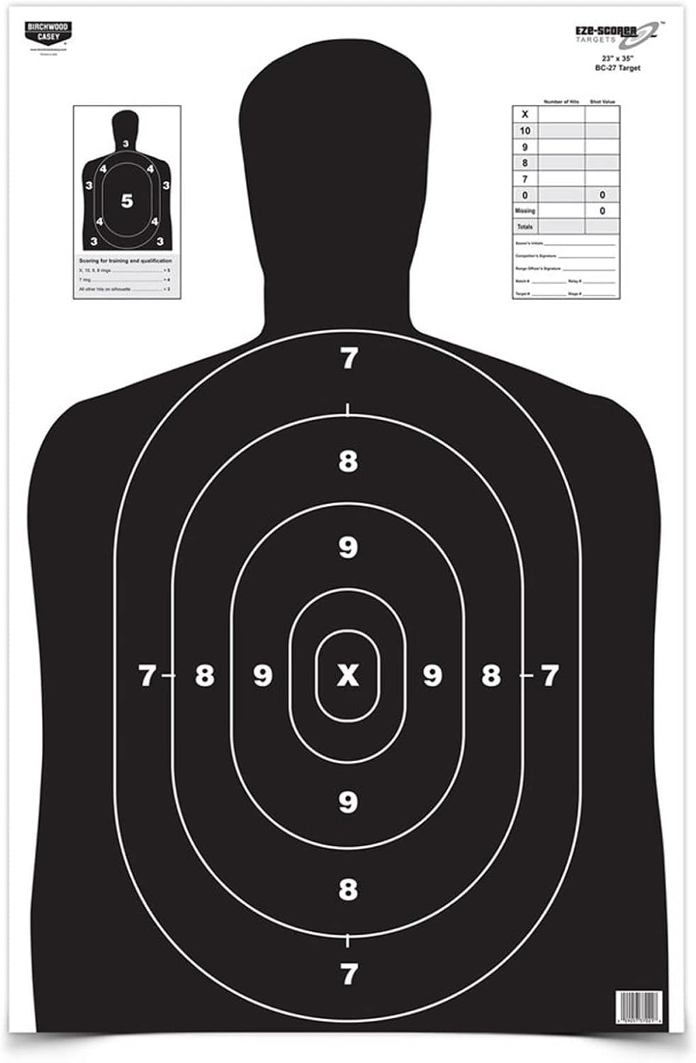 Birchwood Casey Eze-Scorer B-27 High-Contrast Shooting Targets