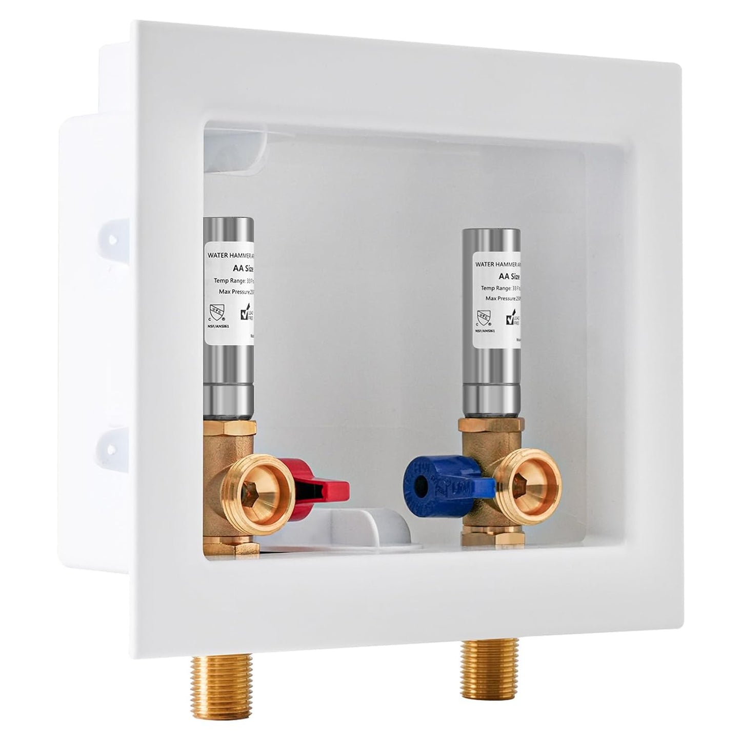 Washing Machine Outlet Box with Water Hammer Arrestor for Noise