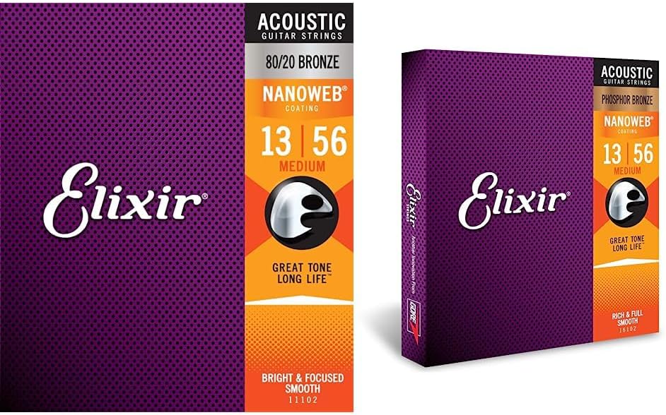 Elixir Acoustic Guitar Strings Bundle with NANOWEB Coating