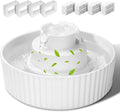Ceramic Cat Water Fountain 2.1L Porcelain Pet Bowl - White